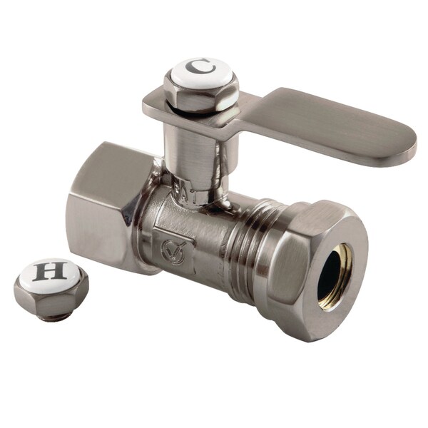 Kingston Brass CA4415BN 1/2" FIP x 1/2" or 7/16" Slip Joint Straight Stop Valve, Brushed Nickel CA4415BN - main